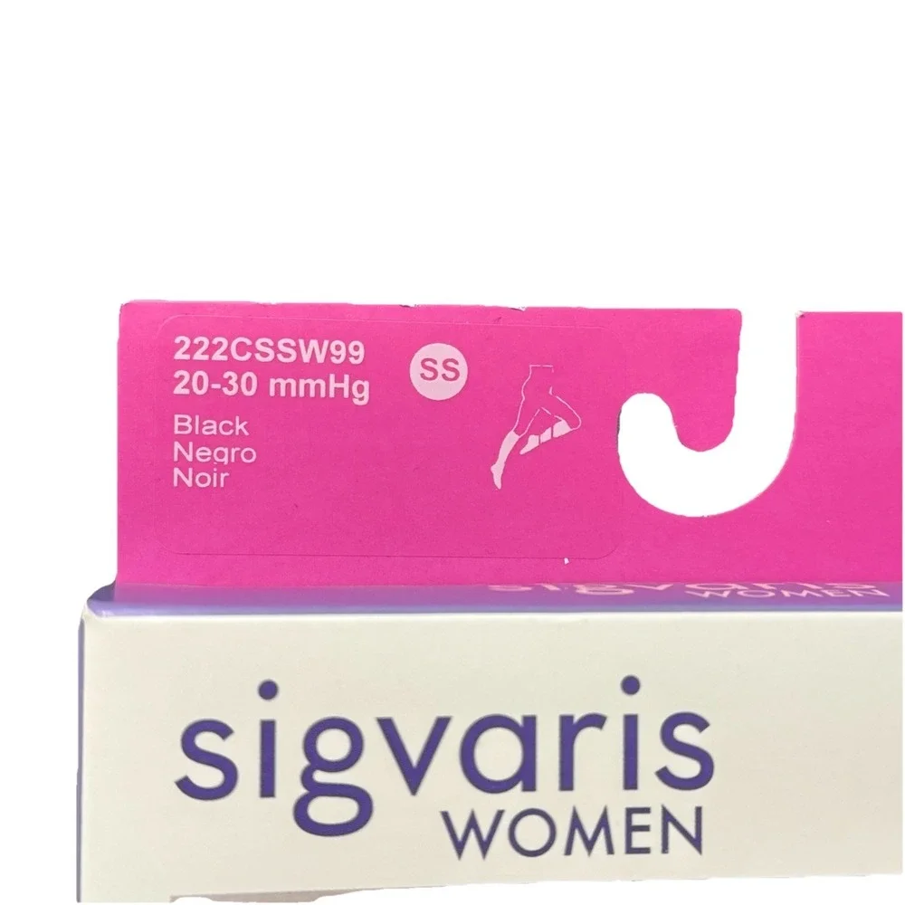Sigvaris Women Sea Island Cotton Compression Socks 20-30 mmHg SS Knee High Black